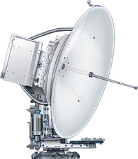 Technical illustration of a Cobham maritime satellite communications antenna