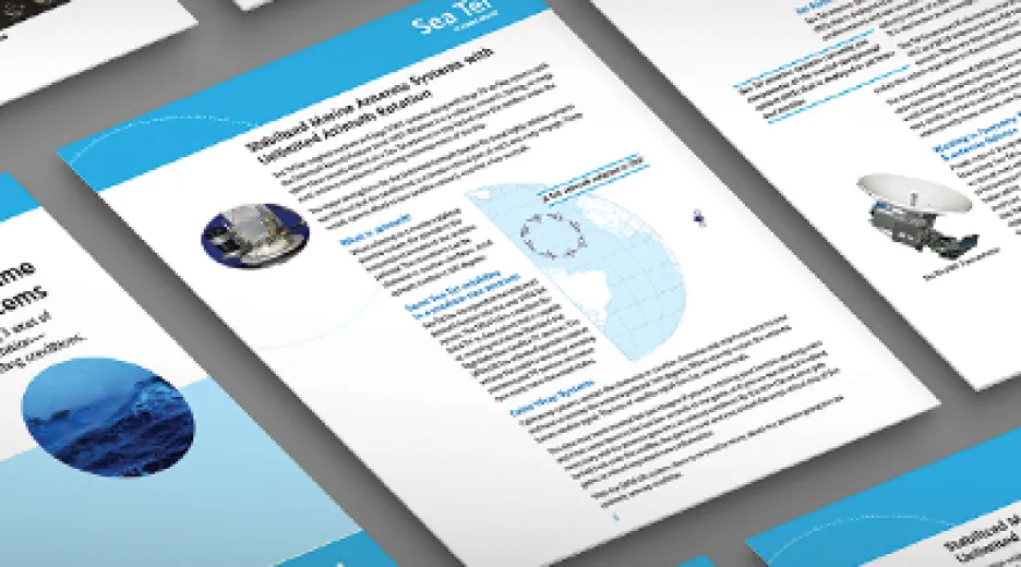 Technical illustration of Cobham maritime satellite communications antenna
