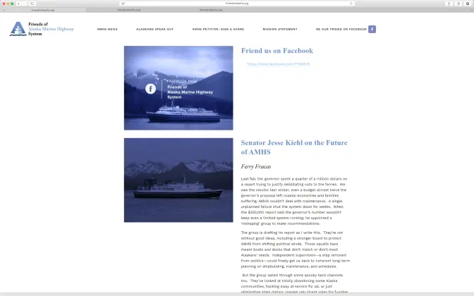 Alaska Marine Highway System website designed by Tungsten Advertising agency
